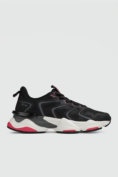 Jump 29907 Pantofi de damă, negru, fucsia, cu detalii, branțuri zilnice din spumă cu memorie Pantofi sport ortopedici