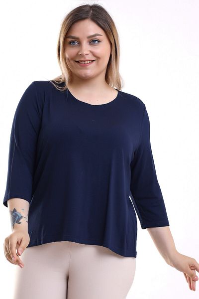 Lir Women's Large Size Three-Quarter Sleeve Blouse Navy Blue LRWM23BLZ16