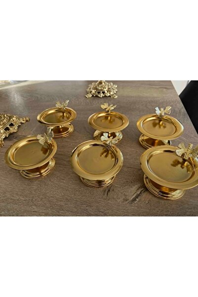 Elzemm store DEKORATİF GOLD KAPLAMA 6 ADET MAKARONLUK HURMALIK LOKUMLUK