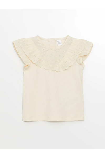 LC Waikiki LCW baby Bisiklet Yaka Kısa Kollu Kız Bebek Tişört lcw
