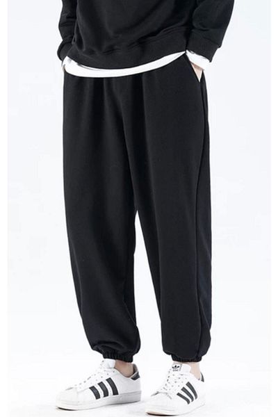 WNWGKN Ανδρικό μαύρο oversize αθλητικό παντελόνι Joggers