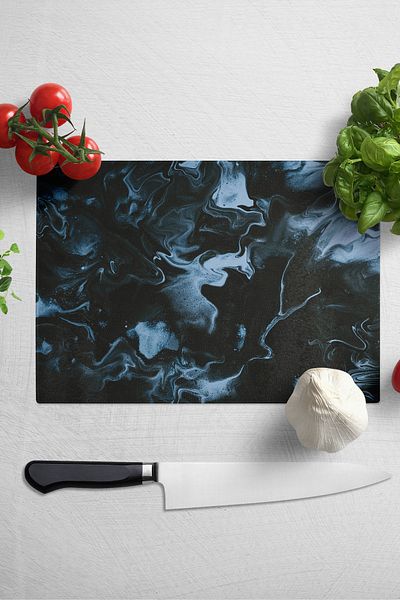 Postifull Glass Cutting Board - Marble Theme - 21*30cm - Chopping Board - Aesthetic, Decorative Presentation Board