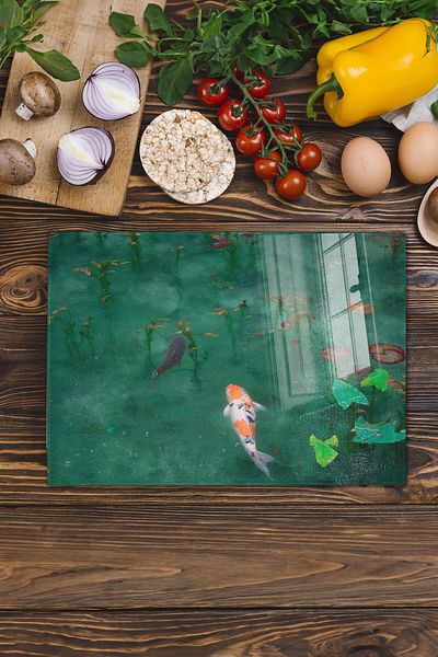 Postifull Glass Cutting Board, Thick And Unbreakable Glass - Lake Theme - 21*30cm - Chopping Board, Kitchen Decor