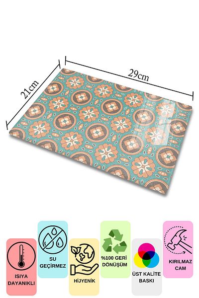 Postifull Vintage Glass Cutting Board, Thick And Unbreakable Glass, Chopping Board, Kitchen Presentation Board - 21*30cm