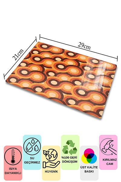 Postifull Vintage Glass Cutting Board, Thick And Unbreakable Glass, Chopping Board, Kitchen Presentation Board - 21*30cm