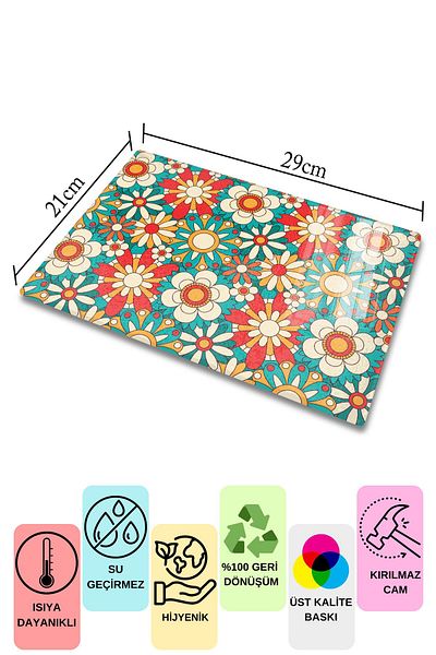 Postifull Vintage Glass Cutting Board, Thick And Unbreakable Glass, Chopping Board, Kitchen Presentation Board - 21*30cm