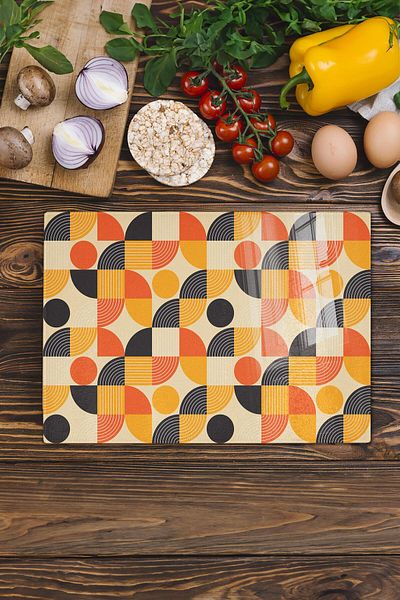 Postifull Vintage Glass Cutting Board, Thick And Unbreakable Glass, Chopping Board, Kitchen Presentation Board - 21*30cm