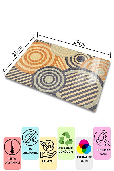 Postifull Vintage Glass Cutting Board, Thick And Unbreakable Glass, Chopping Board, Kitchen Presentation Board - 21*30cm