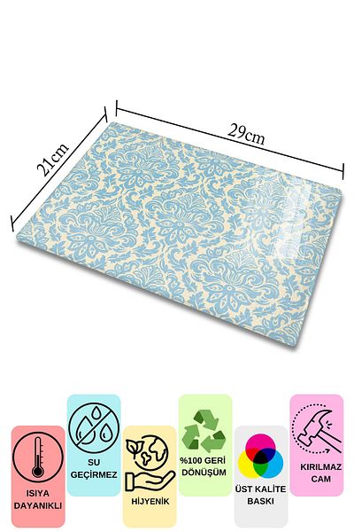 Postifull Vintage Glass Cutting Board, Thick And Unbreakable Glass, Chopping Board, Kitchen Presentation Board - 21*30cm