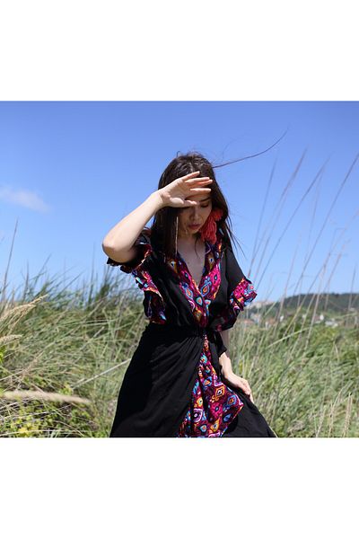Su Koleksiyon CAMİLLA BOHO STYLE CLOTH & VUAL DRESS-Black