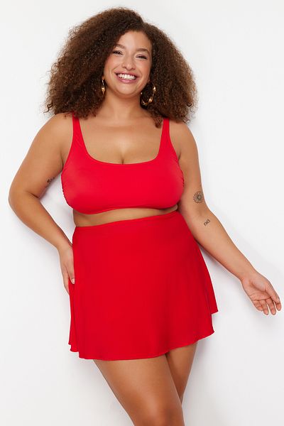 Trendyol Curve Red Women Plus Size Bikini Top Styles Prices Trendyol