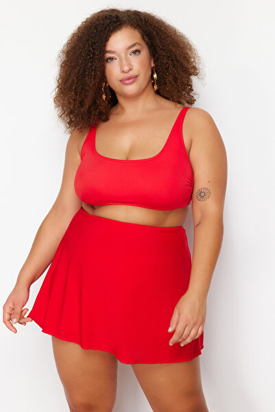 Trendyol Curve Red Shorts Skirted Bikini Bottom TBBSS23CR00015