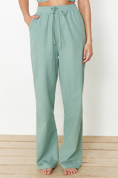 Trendyol Collection Menta szőtt strandgarnitúra - blúz és nadrág TBESS24AU00076