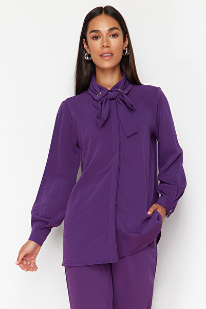 Trendyol Modest Purple Bird Eye részletes aerobin szőtt alsó felső készlet TCTSS24US00054