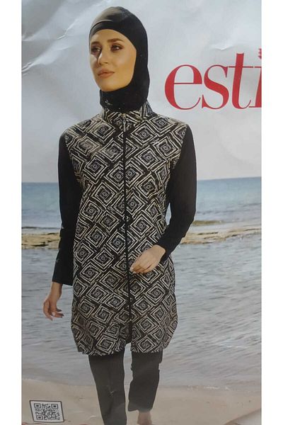 mikam semi parachute fabric swimsuit sleeves lycra islamic