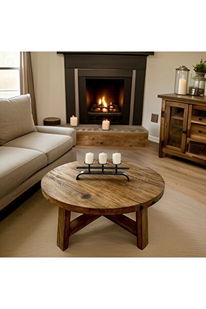 ESG GROUP Yuvarlak Ahşap Orta Sehpa 70x70x45