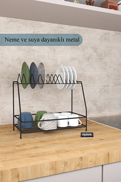 moniev Metal Kahve Köşesi Pratik Bulaşıklık Tezgah Üstü Bulaşık Kurutma Finca...