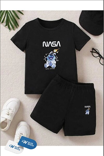 SİNSER TEKS Boy/Girl '' NASA '' Printed T-Shirt-Shorts Set