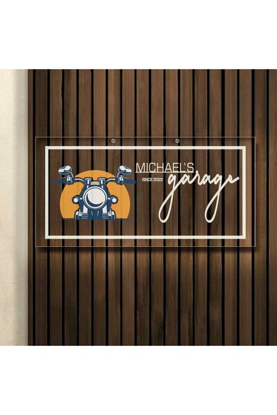 Bk Gift Kişiye Özel Motorsiklet Tasarımlı Akrilik Bar Tabelası(38x19cm)-2, Ho...
