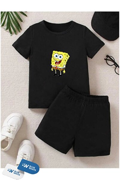 FRİENDS KİDS Erkek/Kız Çocuk  ''Sünger Bob'' Baskılı Tişört-Şort Takımı