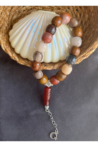 TAVUSKUSHU 17 cm Jasper Natural Rhinestone Men's Rosary