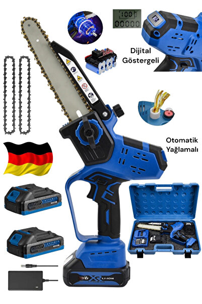 Germany Steel 965VR ŞARJLI ÇİFT AKÜLÜ DİJİTAL GÖSTERGELİ ZİNÇİRLİ AĞAÇ DAL BU...