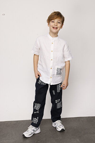 JENA Boy's Judge Collar Linen Shirt