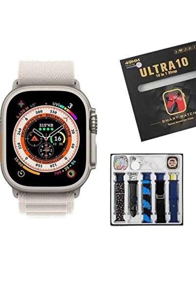 Genel Markalar HBİLETİŞİM Ultra-10 49mm Bluetooth Akıllı Saat, 10 Kordonlu Set