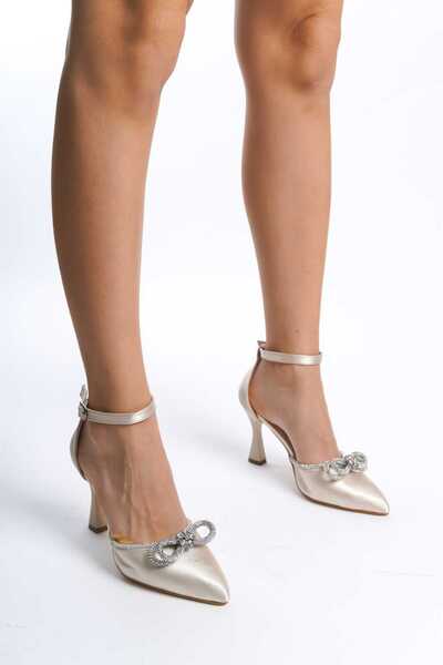 ARZUM SHOES Satin Women's Evening Dress Shoes with Bow Detail