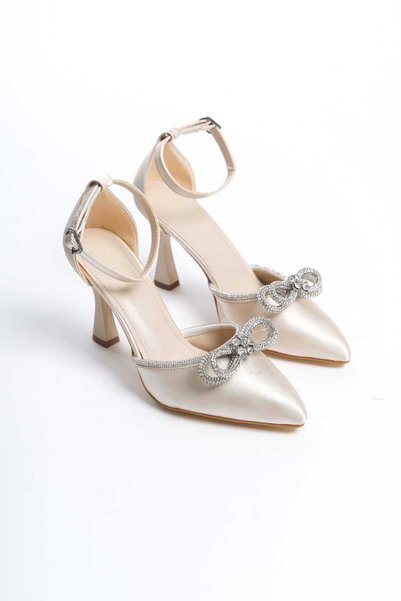 ARZUM SHOES Satin Women's Evening Dress Shoes with Bow Detail