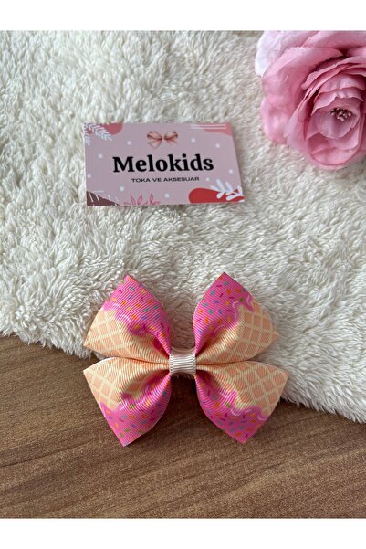MeloKids مشبك مشبك بنمط الآيس كريم باللون الوردي