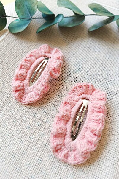 D&D CONCEPT Agrafă de păr pentru fetițe - Agrafă tricotată manual cu capse, s...