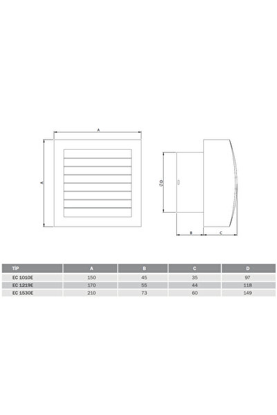Bahçıvan Bvn Ec 1530e Otomatik Panjurlu Plastik Banyo&amp;tuvalet Aspiratörü Banyo Fanı