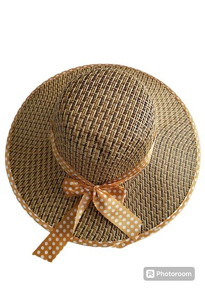 Betülce BETÜLCE Women's Ribbon Polka Dot Straw Trilby