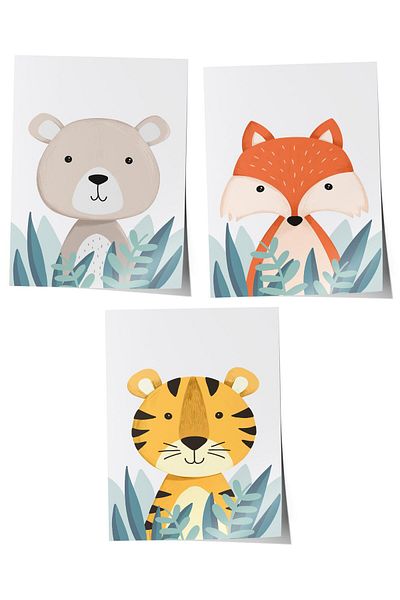 Postifull Baby Room Painting Set of 3, Baby Room Wall Decor, Kids Room Decor, Frameless Poster