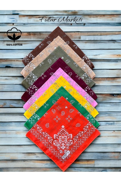 Fular Marketi 100% Cotton Ethnic Elegance Model 8-Piece Bandana Set