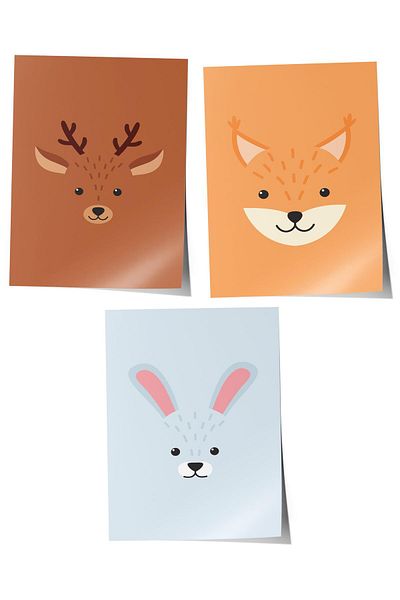 Postifull Set de 3 picturi pentru camera bebelușului, decor de perete pentru camera bebelușului, decor camera copiilor, poster fără cadru