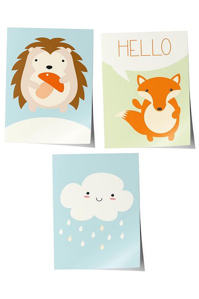 Postifull Baby Room Painting Set of 3, Baby Room Wall Decor, Kids Room Decor, Frameless Poster