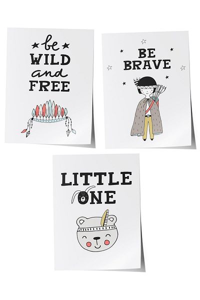 Postifull Baby Room Painting Set of 3, Baby Room Wall Decor, Kids Room Decor, Frameless Poster