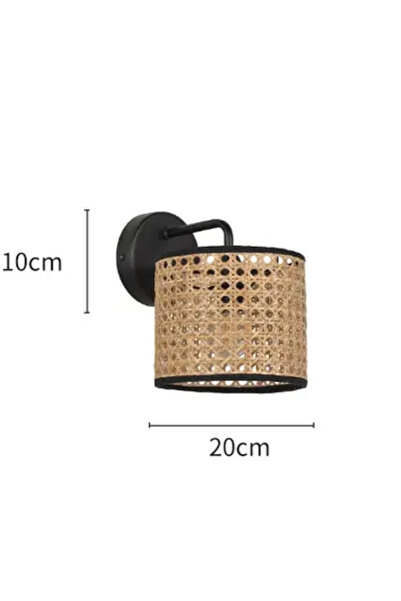 burenze Modern Rattan Hasır Hazeran Aplik Kablolu Elektrikle Çalışır Duvar Apliği