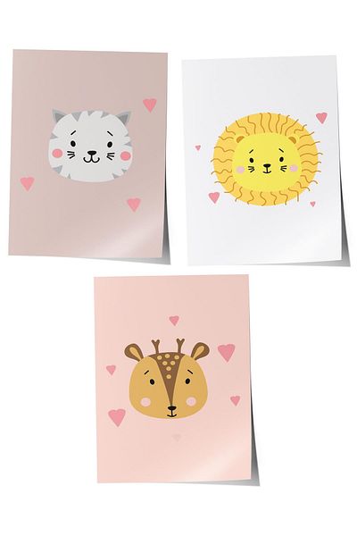 Postifull Baby Room Painting Set of 3, Baby Room Wall Decor, Kids Room Decor, Frameless Poster