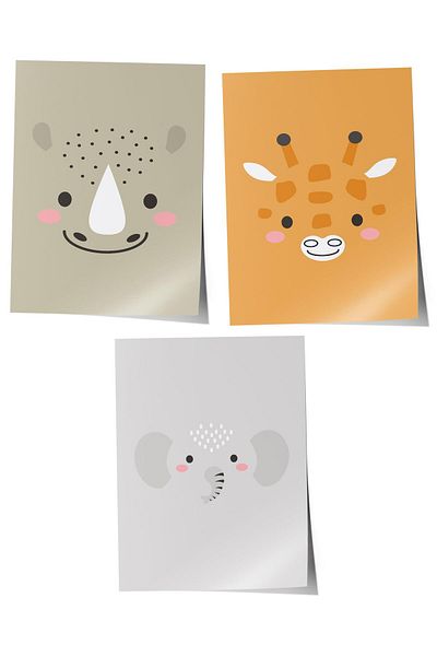 Postifull Baby Room Painting Set of 3, Baby Room Wall Decor, Kids Room Decor, Frameless Poster