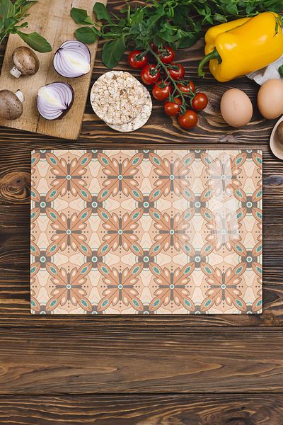 Postifull Vintage Glass Cutting Board, Thick And Unbreakable Glass, Chopping Board, Kitchen Presentation Board - 21*30cm