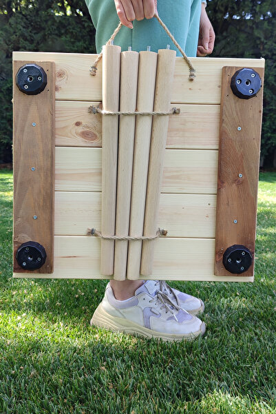 Tooall Kolay Taşınabilir Ahşap Kamp Masası, Piknik Masası, 50x45 Cm