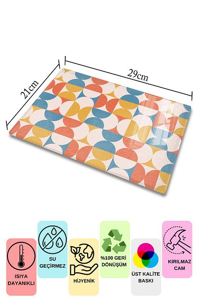 Postifull Vintage Glass Cutting Board, Thick And Unbreakable Glass, Chopping Board, Kitchen Presentation Board - 21*30cm