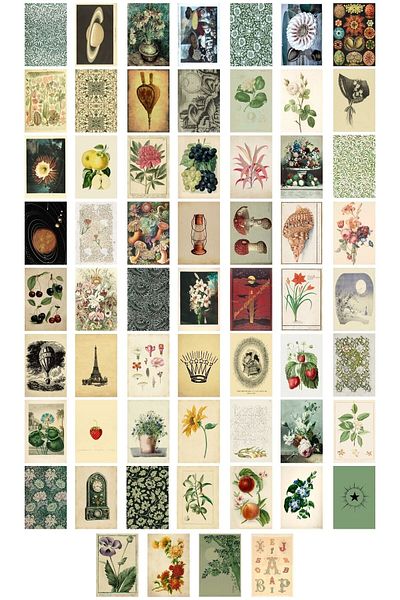 Postifull Vintage ρετρό σετ αφίσας - 60 τεμαχίων Duar Decor Collage και αυτοκόλλητη ταινία δώρο