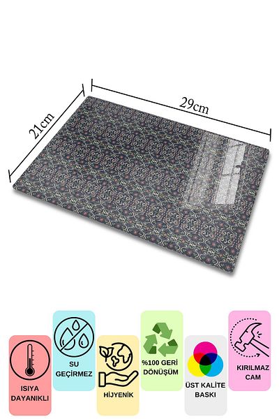 Postifull Vintage Glass Cutting Board, Thick And Unbreakable Glass, Chopping Board, Kitchen Presentation Board - 21*30cm