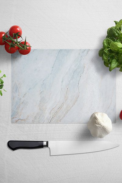 Postifull Glass Cutting Board, Thick And Unbreakable Glass - Marble Theme - 21*30cm - Chopping Board, Kitchen Decor