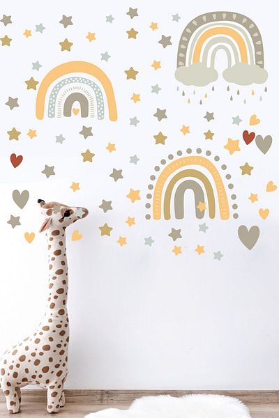 Postifull Boho Rainbow Patterned Kids and Baby Room Sticker Set
