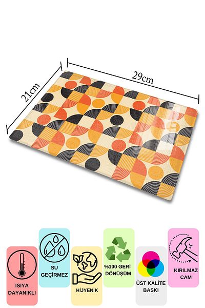 Postifull Vintage Glass Cutting Board, Thick And Unbreakable Glass, Chopping Board, Kitchen Presentation Board - 21*30cm